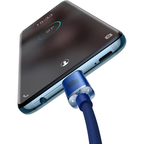 Baseus CAJY000603 Crystal Shine Series Dátový Kábel USB-C - USB-C 100W 1,2m Blue - Káble - Obrázok UKRL100501