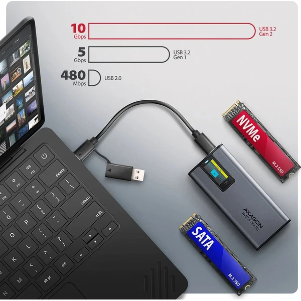 AXAGON EEM2-SD2 USB-C externý box - Externé boxy - Obrázok UL9M000K01