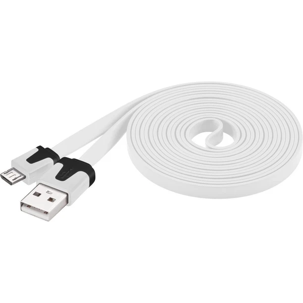 PremiumCord USB-A/MicroUSB plochý napájací kábel 2m biely - Káble a redukcie - Hlavný obrázok