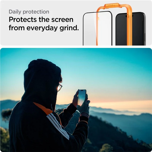 Spigen Glass tR AlignMaster 2 Pack tvrdené sklo iPhone 15 Pro čierne - Ochranné fólie a sklo - Obrázok URV8000601