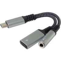 PremiumCord Redukcia USB-C /3,5mm jack s DAC chipom + USB-C na nabíjanie 13cm - Redukcie