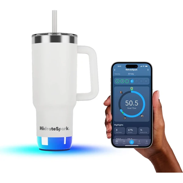 HidrateSpark PRO 2 Tumbler šikovný hrnček, 887 ml biely - Inteligentné fľaše - Obrázok UV2H000K01