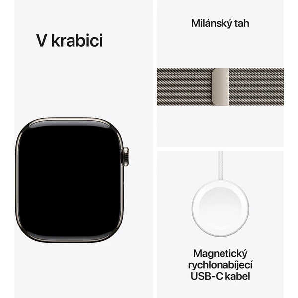 Apple Watch Series 11 Cellular (46mm) Prírodný titán s prírodným milánskym ťahom S/M - Inteligentné hodinky - Obrázok UWRH000K01