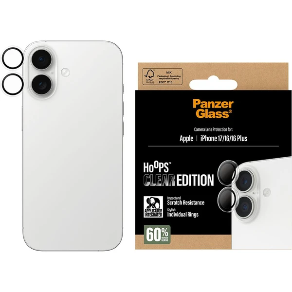 PanzerGlass® Hoops sklá Apple iPhone 17/16/16 Plus číre - Ochranné fólie a sklo - Obrázok UXEH000K01