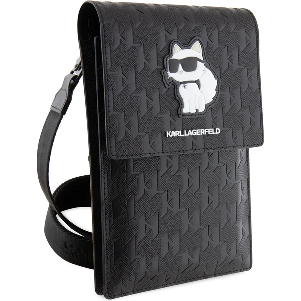 Karl Lagerfeld Saffiano Monogram Choupette NFT peňaženka puzdro čierne - Popruhy a crossbody - Obrázok UYBR100501