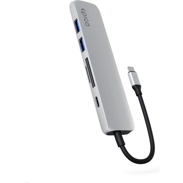 Epico 6v1 hliníkový húb 8K s USB-C hviezdne strieborný