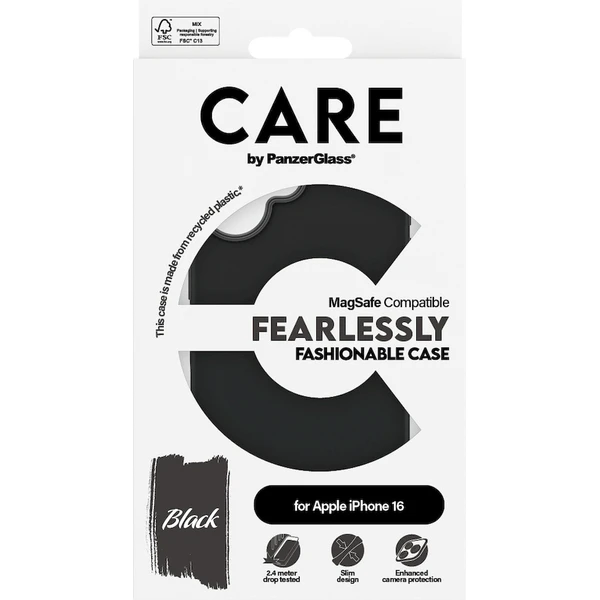 PanzerGlass® CARE kryt Apple iPhone 16 MagSafe Fearlessly čierny - Puzdra - Obrázok V008000P01