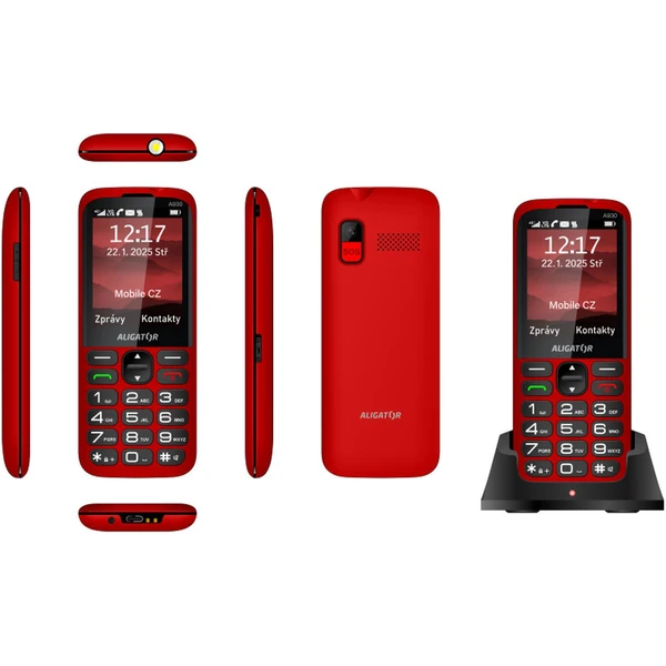Aligator A930 GPS 4G Senior mobilný telefón s aplikáciou Záchranka (s nabíjacím stojanom) červený - Mobilné telefóny - Obrázok V02C000P01