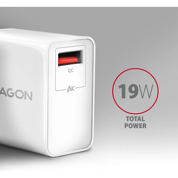 AXAGON ACU-QC19W nabíjačka do siete 19W USB-A biela - Nabíjačky - Obrázok V0M0000P01