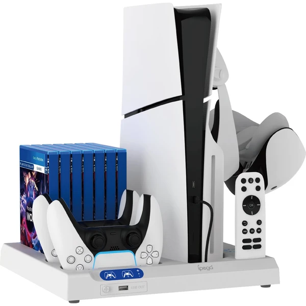 iPega P5S028 All-in-one nabíjacia stanica s chladením pre PS5/PS5 Slim/PS5 Pro biela - Nabíjačky - Hlavný obrázok