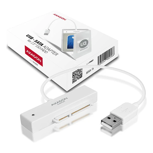 AXAGON ADSA1S USB 2.0 SATA HDD/SSD adaptér vr. 2.5' púzdra - Externé boxy - Obrázok V1GV000501
