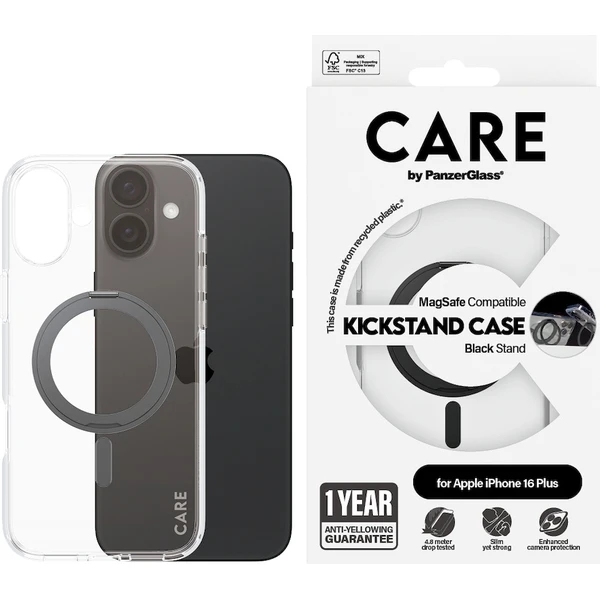 PanzerGlass® CARE kryt Apple iPhone 16 Plus MagSafe KickStand číry/čierny - Puzdra - Obrázok V208000P01