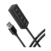 AXAGON USB MINI húb 4x USB 3.2 Gen 1 kovový USB-A 1.2m čierny - USB huby