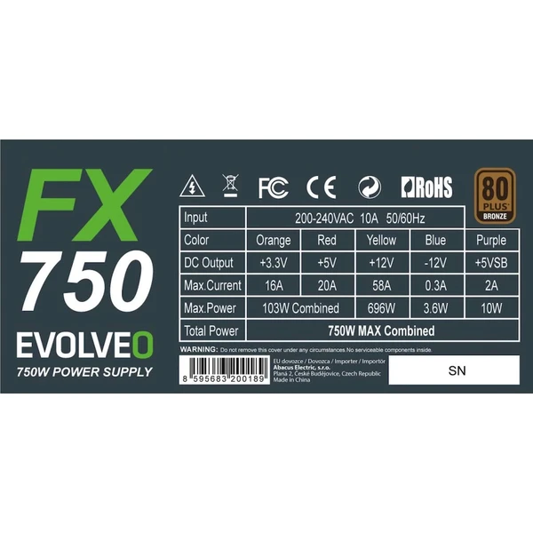 EVOLVEO FX 750 750W bulk - Zdroje - Obrázok V27A000K01