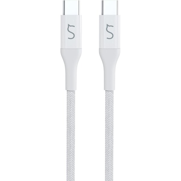 E-shop iWant Power Delivery USB-C/USB-C pletený kábel (100W) 1,2m biely