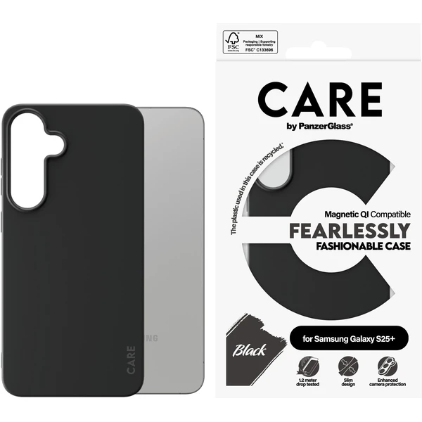 PanzerGlass® CARE kryt Samsung Galaxy S25+ Fearlessly čierny QI - Puzdra - Obrázok V3FC000J01