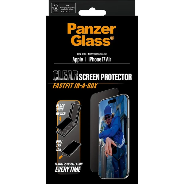 PanzerGlass® Ultra-Wide Fit sklo Apple iPhone Air s bezprašným aplikačným boxom - Ochranné fólie a sklo - Obrázok V3KH000K01