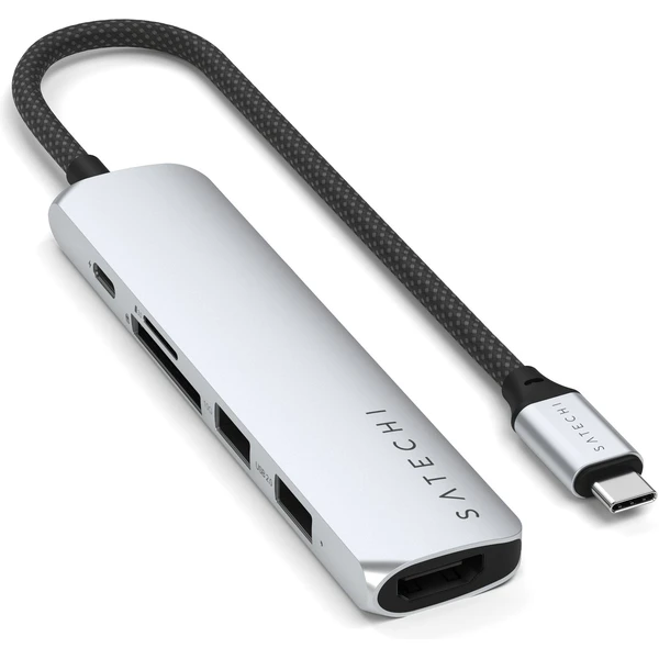 Satechi 6v1 USB-C Slim viacportový adaptér strieborný - USB huby - Obrázok V3UB000P01