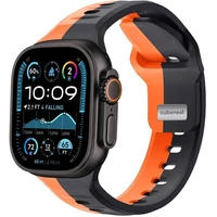 CubeNest Premium Silicon Band remienok Apple Watch 42-49 mm čierny/oranžový - Remienky