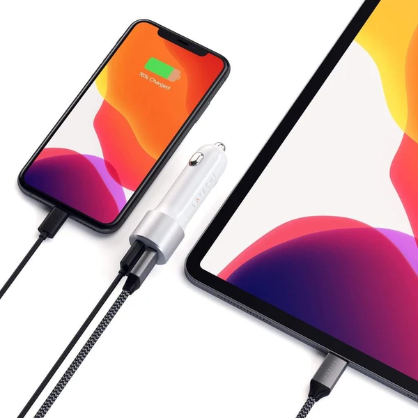 Satechi 72W Type-C PD Car Charger nabíjačka do auta strieborná - Nabíjačky - Obrázok V5RX000501