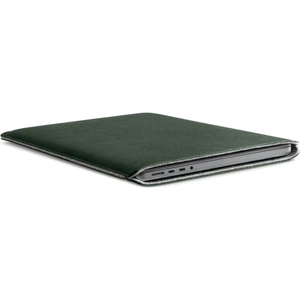 Woolnut kožené Sleeve púzdro pre 14" MacBook Pro tmavo zelené - Puzdra - Obrázok V5SR100501