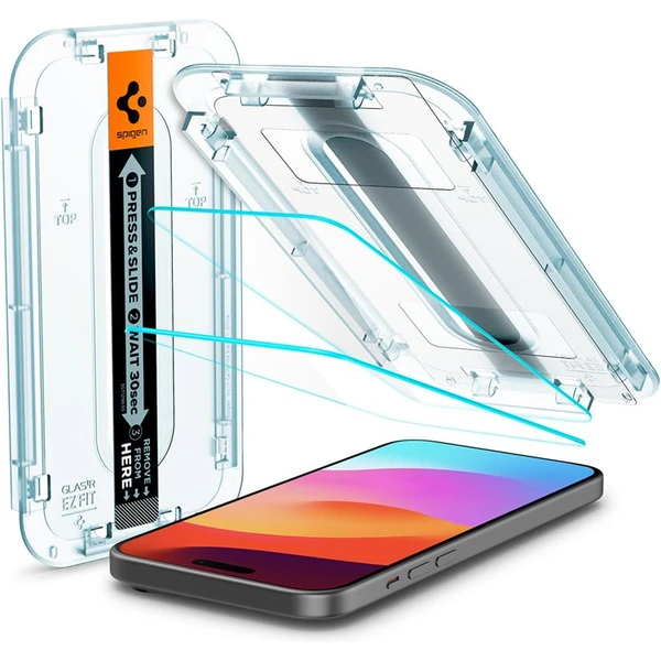 Spigen Glass tR EZ Fit tvrdené sklo iPhone 16/15 číre (2 ks) - Ochranné fólie a sklo - Hlavný obrázok