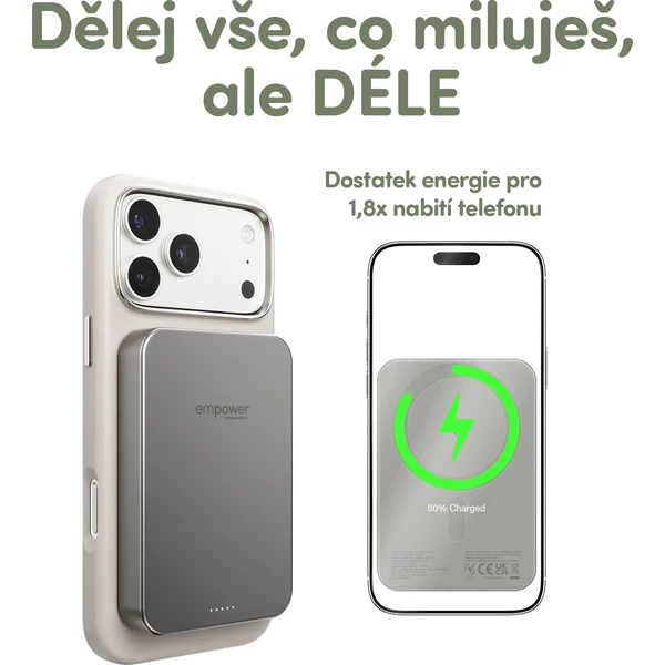 PanzerGlass® empower bezdrôtová Qi2 powerbanka 10000 mAh, MagSafe, sivá - Powerbanky - Obrázok V73J000K01
