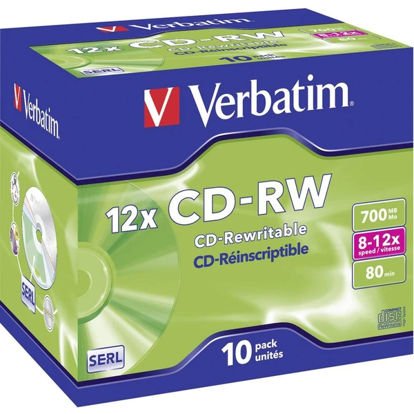VERBATIM CD-RW(10 ks)Jewel/High Speed/8x-12x/DLP/700MB - Optické disky - Hlavný obrázok