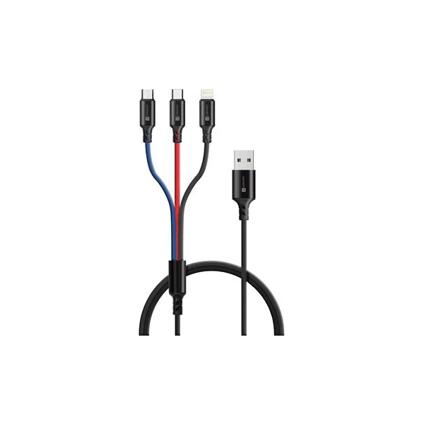 CONNECT IT Wirez 3v1 napájací kábel 1,2m čierny - Káble a redukcie - Hlavný obrázok