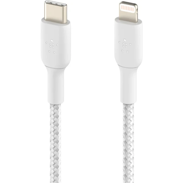 Belkin BOOST Charge opletený napájací kábel USB-C/Lightning 1m biely - Káble a redukcie - Obrázok V889400301
