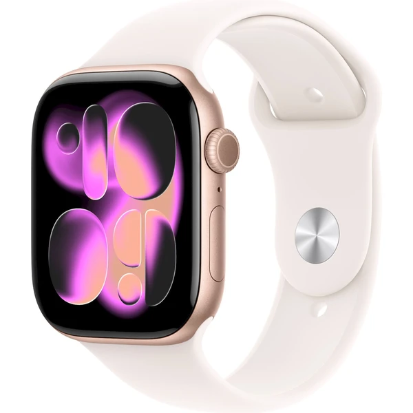 Apple Watch Series 11 Cellular (42mm) Ružovo zlatý hliník so svetlo rumeným športovým remienkom S/M - Inteligentné hodinky - Hlavný obrázok