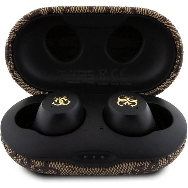 Guess True Wireless 4G PU Metal Logo BT5.3 Stereo Earphones hnedé - Slúchadlá - Obrázok V952000N01