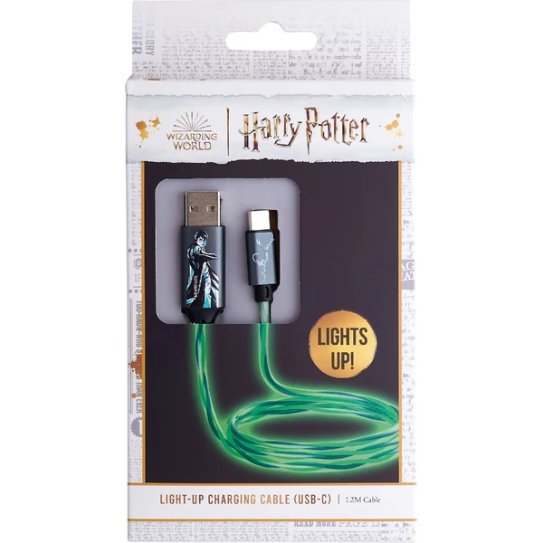Lazerbuilt Harry Potter - Patronus USB-A/USB-C svietiaci napájací kábel 10W 1,2m zelený - Káble a redukcie - Obrázok VA7H000K01