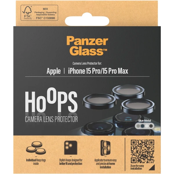 PanzerGlass HoOps ochranné krúžky Apple iPhone 16 Pro/16 Pro Max/15 Pro/15 Pro Max - modrý hliník - Ochranné fólie a sklo - Obrázok VAD1000O01