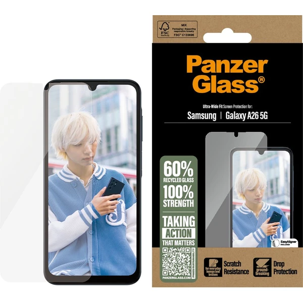 PanzerGlass® Ultra-Wide Fit sklo Samsung Galaxy A26 5G s inštalačným rámčekom - Ochranné fólie a sklo - Obrázok VAUC000K01