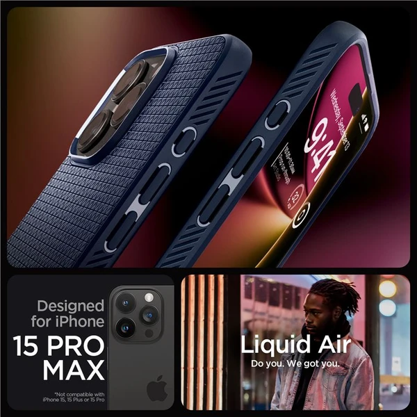 Spigen Liquid Air kryt iPhone 15 Pro Max modrý - Puzdra - Obrázok VBV8000601