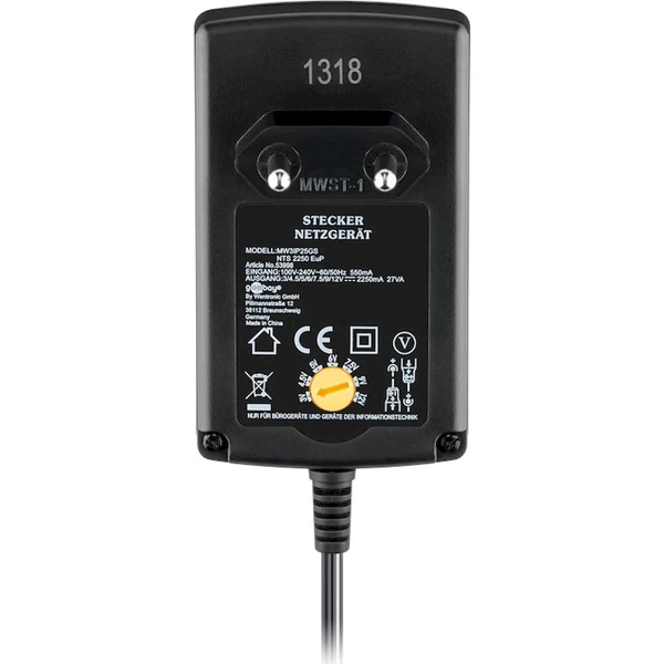 PremiumCord 230V/3-12V jednosmerný univerzálny napájací adaptér čierny - Nabíjačky - Obrázok VC8L000K01