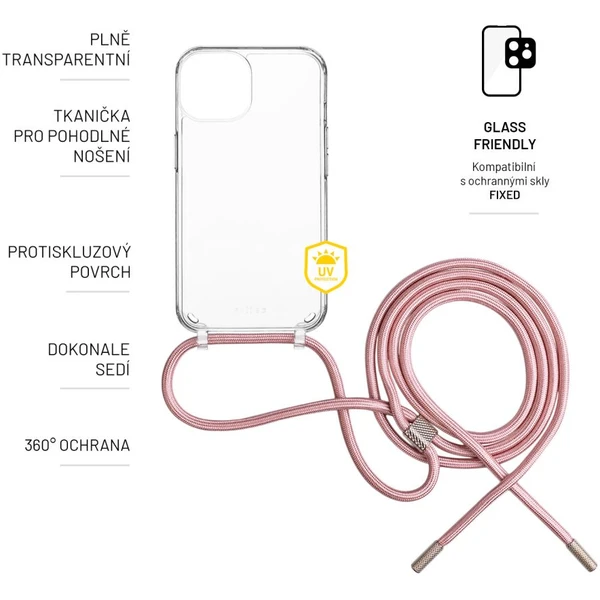 FIXED Pure Neck kryt s ružovou šnúrkou na krk Samsung Galaxy S24+ - Puzdra - Obrázok VD61000K01
