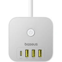 Predlžovací kábel Baseus PowerCombo Cube 3x zásuvka + 3x USB + 1x USB-C 20W 1.5m biely - Nabíjačky