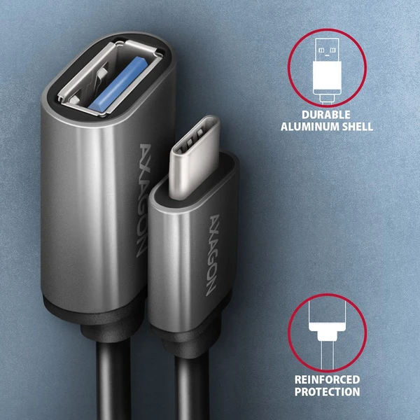 AXAGON USB-C/USB-A redukcia 0,2m sivá - Káble a redukcie - Obrázok VEX3000L01