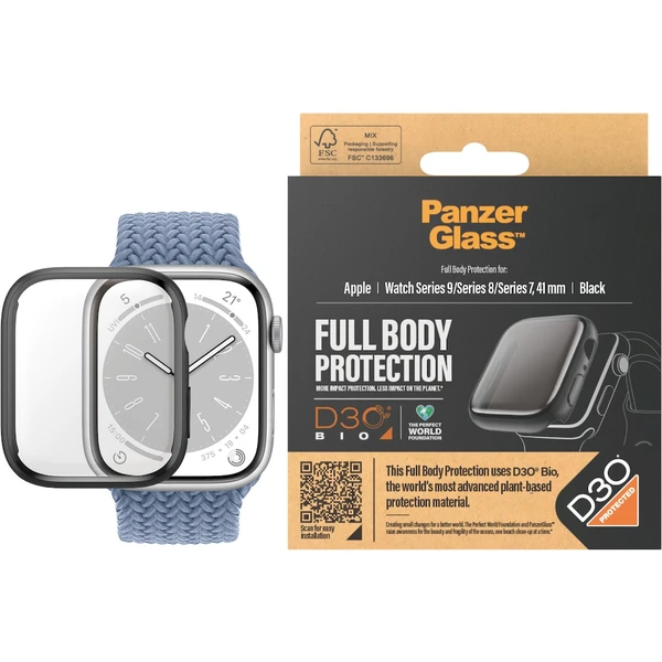 PanzerGlass Apple Watch 9/8/7 (41mm) ochranný kryt s D3O - čierny rámček - Puzdra - Obrázok VFC1000O01