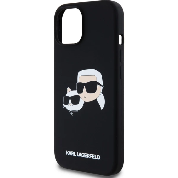 Karl Lagerfeld Liquid Silicone Double Heads Magsafe zadný kryt iPhone 15 Pro Max čierny - Puzdra - Obrázok VFP5000J01