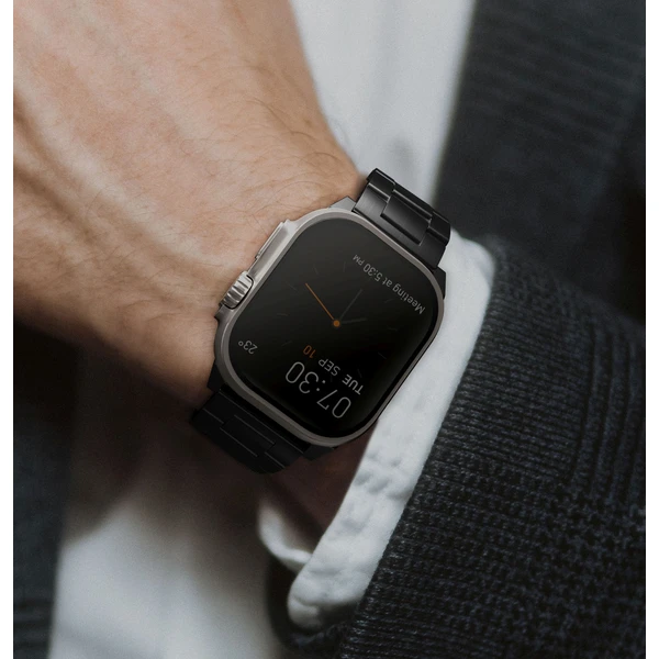 UNIQ Osta článkový oceľový remienok Apple Watch 49/46/45/44/42mm čierny - Remienky - Obrázok VG00000K01