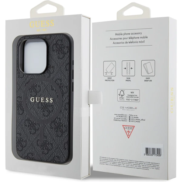Guess PU Leather 4G Colored Ring MagSafe kryt iPhone 15 Pre čierny - Puzdra - Obrázok VI72000N01