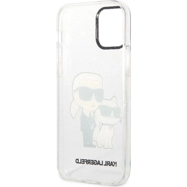 Karl Lagerfeld IML Glitter Karl a Choupette NFT kryt iPhone 12/12 Pro číry - Puzdra - Obrázok VIJYF00101