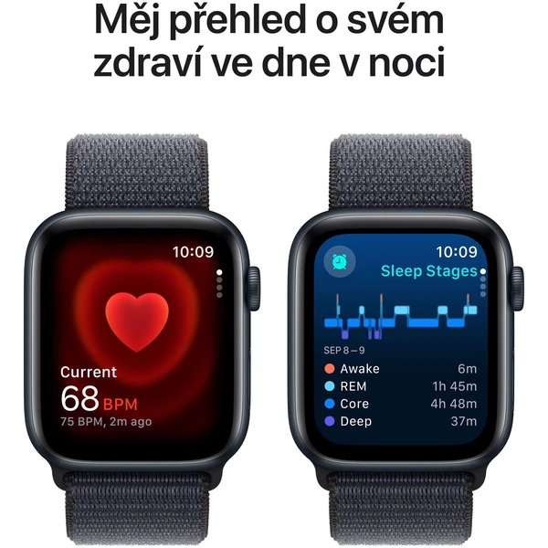 Apple Watch SE (2024) Cellular 44mm Temne atramentový hliník s atramentovo prevliekacím remienkom - Inteligentné hodinky - Obrázok VJQ7000K01