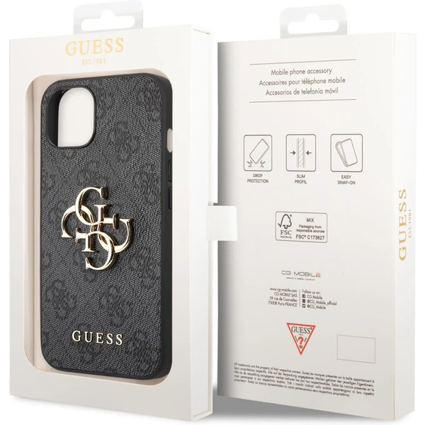 Guess PU 4G Metal Logo kryt iPhone 14 Plus sivý - Puzdra - Obrázok VJUF100501