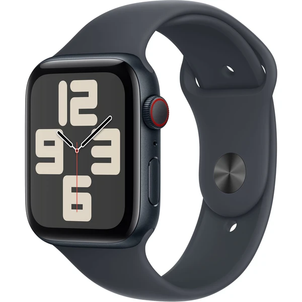 Apple Watch SE (2024) Cellular 44mm Temne atramentový hliník s atramentovým športovým remienkom S/M - Inteligentné hodinky - Hlavný obrázok