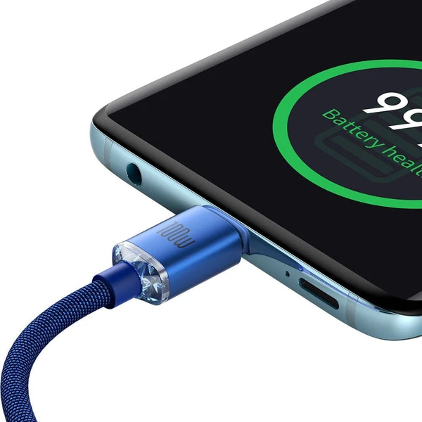 Baseus CAJY000603 Crystal Shine Series Dátový Kábel USB-C - USB-C 100W 1,2m Blue - Káble - Obrázok VKRL100501