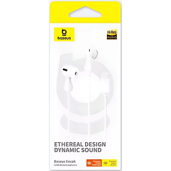 Baseus Encok CZ20 USB-C slúchadlá s mikrofónom biela - Slúchadlá - Obrázok VLUL000K01